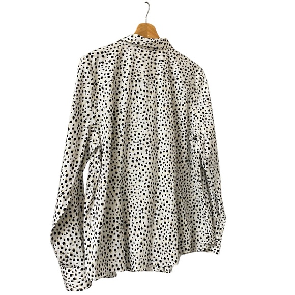 Talbots non iron leopard animal print metallic button-up long sleeve shirt 18 - Picture 12 of 14